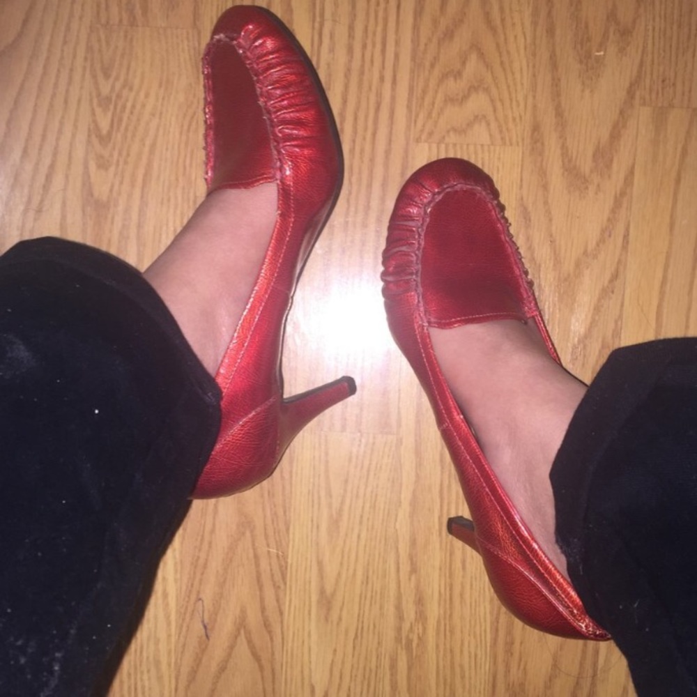 Red glossy heels